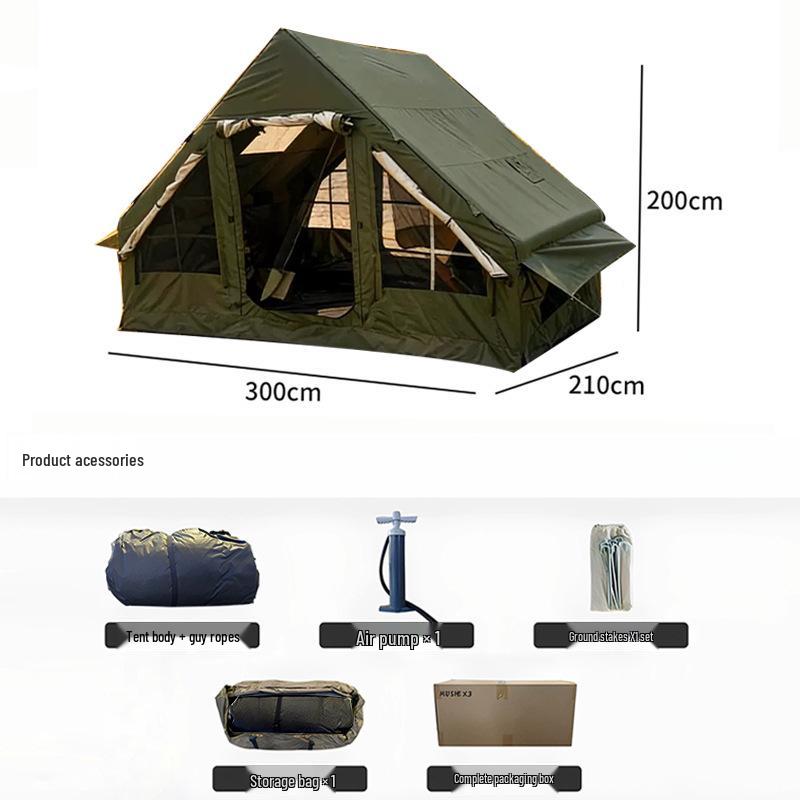 Army Green Four Seasons Outdoor Camping Tent with Ridge Roof