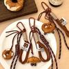 Kawaii Cartoon Bread Shaped Keychain Cute Pendant with Lanyard for Purse Bag Charm Party Favor for Children