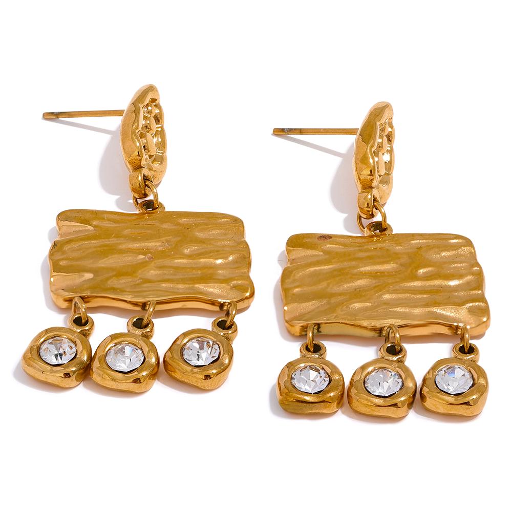 

Yhpup 316l Stainless Steel Square Geometric Dangle Earrings Delicate Cubic Zirconia Temperament Fashion France Jewelry Women