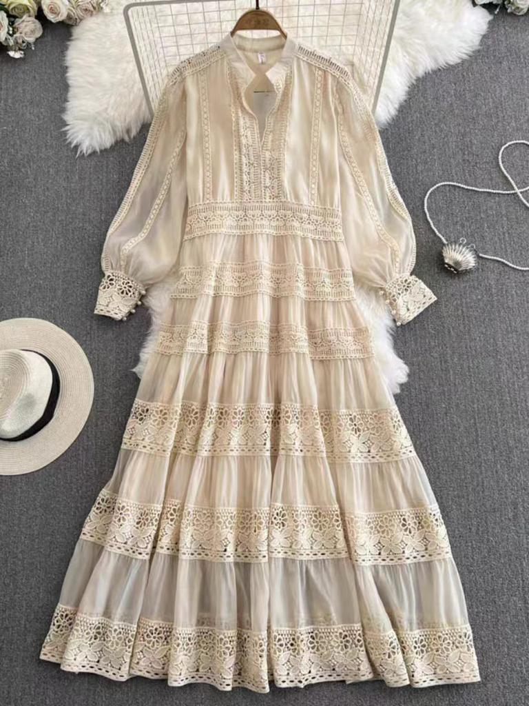 New French lace women's wear, elegant and slimming, new Chinese style high-end long skirt, fashionable and elegant