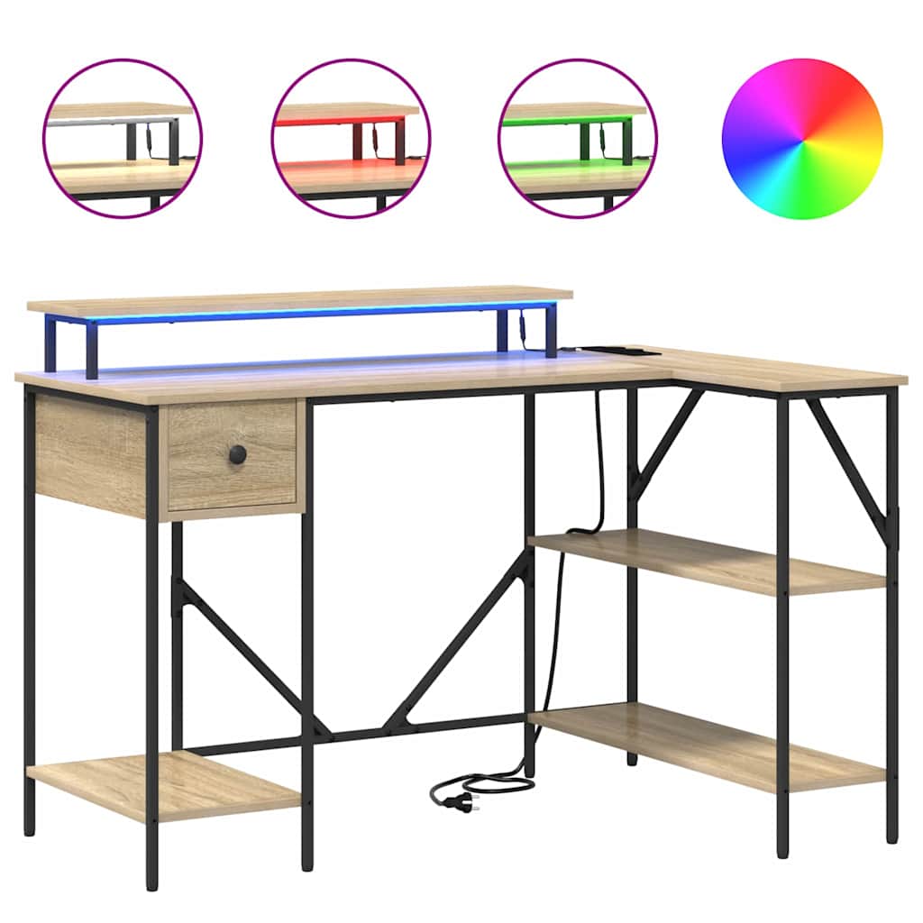 Desk Sonoma Oak Finish 120 x 79 x 86.5 cm Particleboard