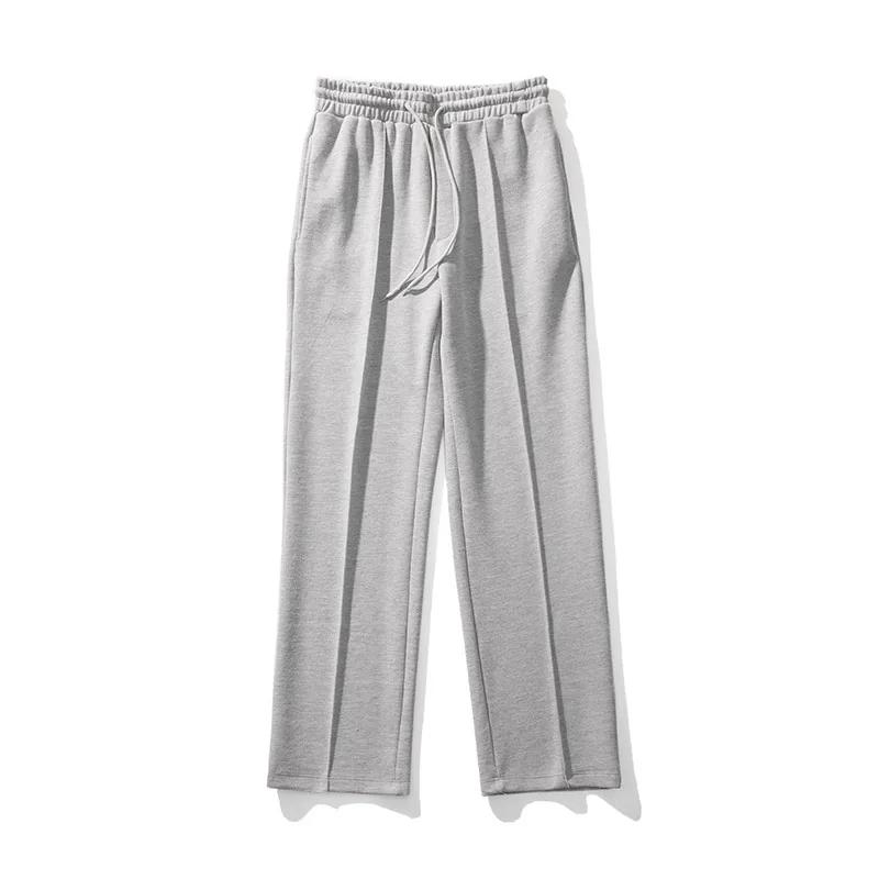 KPOP Fashion Style Harajuku Slim Fit Straight Sweatpants Men Loose All Match Casual Pants Solid Pockets Wide Leg Trousers