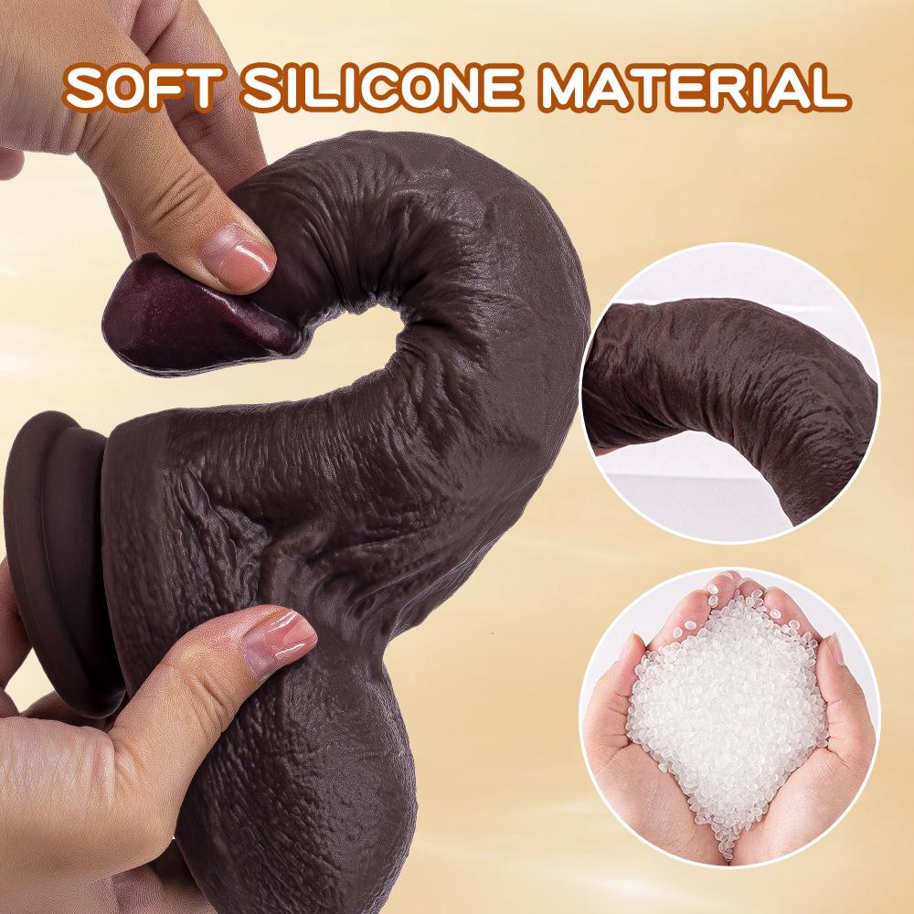 Realistic Male Penis Big Fat Dildo Soft Silicone Sexy Fake Penis Dick Porn Adult Toys Juguetes Sexuales With Strong Suction Cup Female Porn Sex Toy