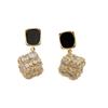 High-end square zircon earrings, fashionable commuting earrings, women's light luxury personalized earrings