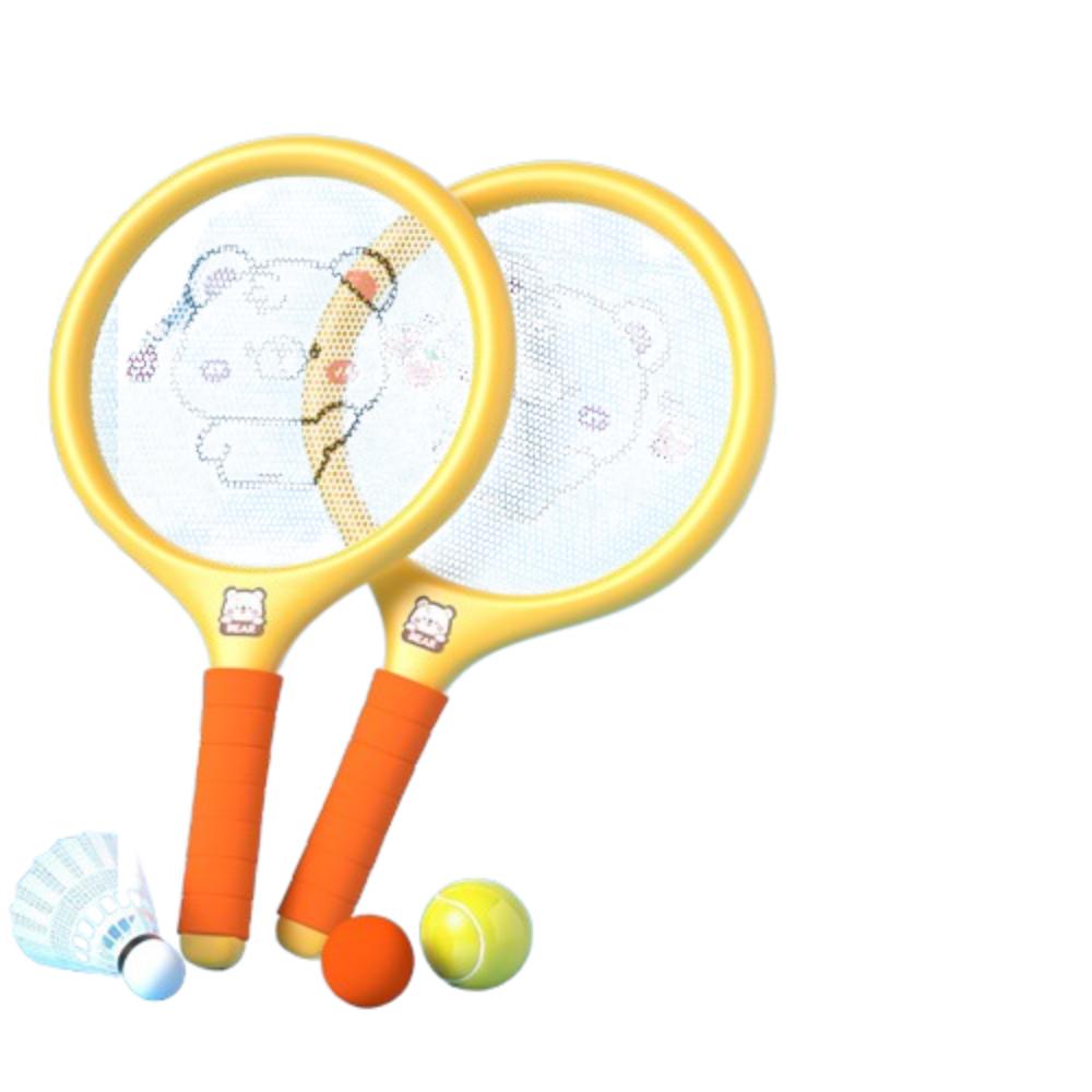 Portable Plastic Rackets with Ball Comfortable Handle Badminton Children’s Toys  Kids жёлтый
