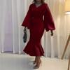 Women's Spring New Fashion Large Size V-Neck Long Sleeve Sexy Fishtail Dress Dress