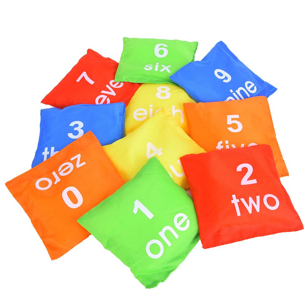 10 Pcs Kids Children Early Education Numbers Toy Bag Colors Sandbag Throwing Sports Game Prop