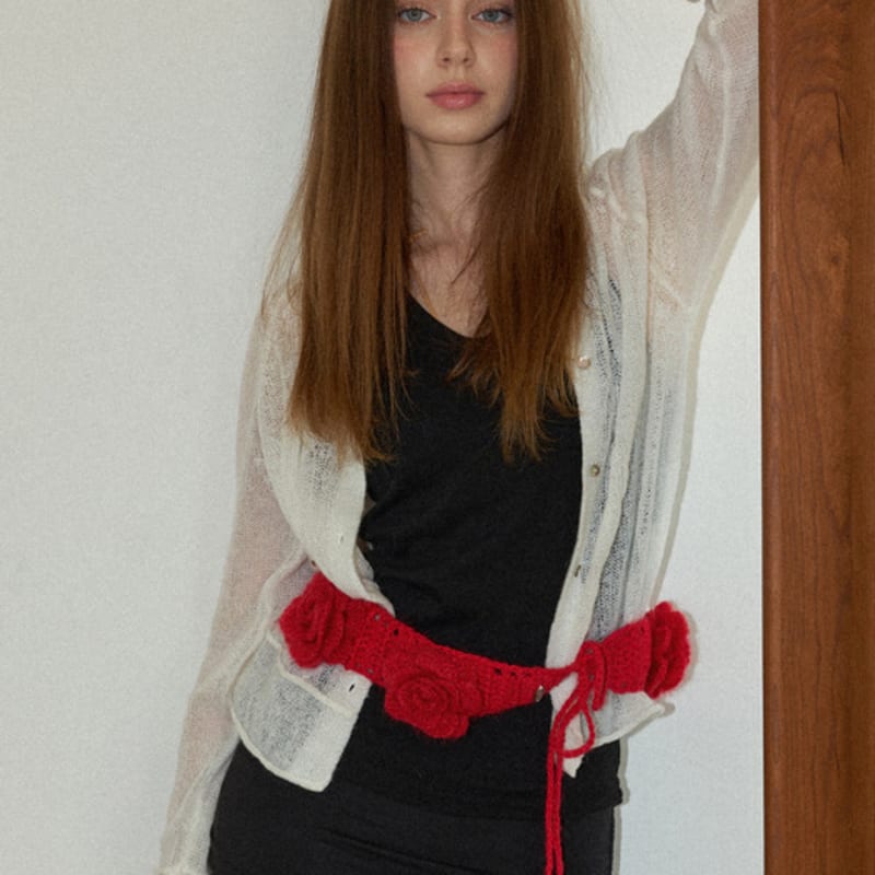 

Slowslowly Камелия Ручная Вязка Крючком Мохер Вязаный Широкий Пояс _ Красный Red