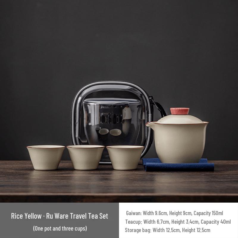 Portable Ru Kiln Ceramic Travel Tea Set