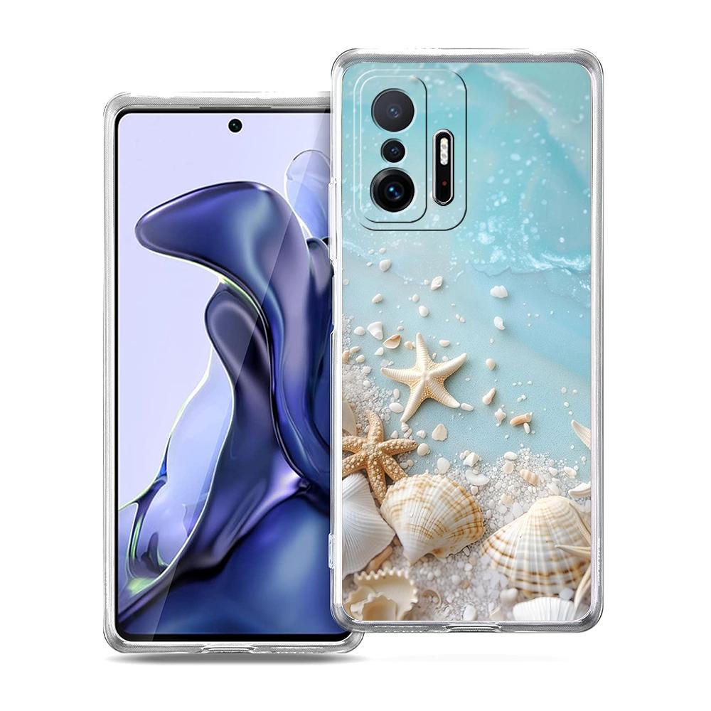 Transparent Phone Case for Xiaomi Mi 14 13 12 11 Ultra 13T 12T 11T Poco X3 NFC F3 F6 Pro Lite Soft TPU Seashell Starfish Pattern