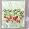 Summer Fruit Strawberry Window Stickers, Botanical Realistic Self-Adhesive Double-Sided Visible Glass Decals for Home Decoration