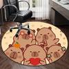Bear Friends Greeting round carpet Chair cushion Round Entryway Rug, Soft Round Rugs for Living Room, Bedroom, Circle Carpet decor gifts