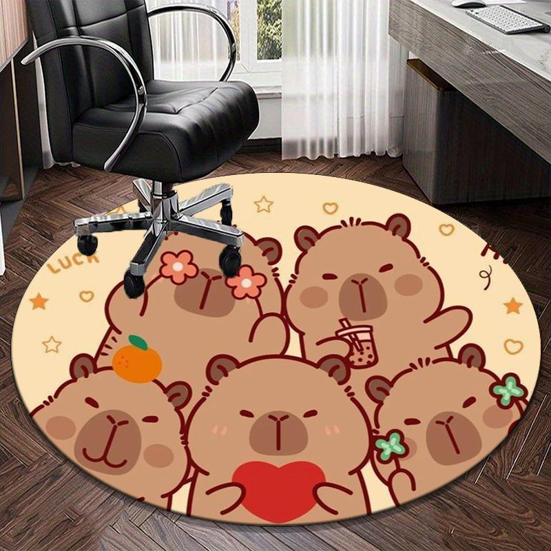 Bear Friends Greeting round carpet Chair cushion Round Entryway Rug, Soft Round Rugs for Living Room, Bedroom, Circle Carpet decor gifts