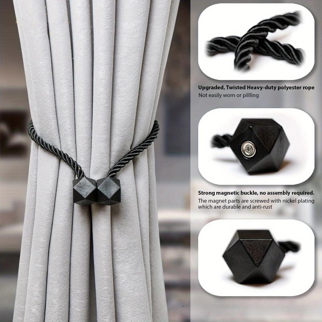 1pc Boho Style Magnetic Curtain Tiebacks - Easy Install, No Drilling Required, Stylish Curtains for Living Room