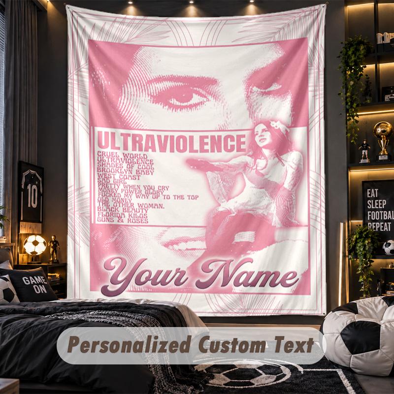 Personalisierte Wandtapisserie, Lana Del Rey Individuell Bedruckter Name, Stoff-Wandkunst für Innenraum-Hintergrund