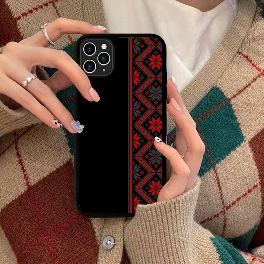 U-Ukraine Ornament Pattern Phone Case Silicone PC+TPU For For IPhone 11 12 13 14 15 16 Plus Pro Max Cover