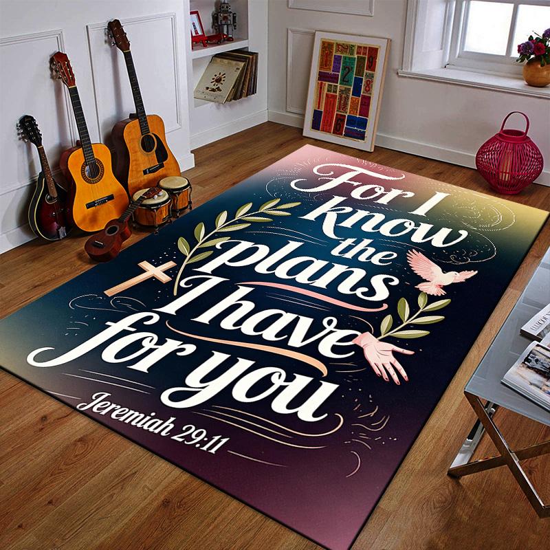 For I Know the Plans - Jeremiah 29:11 Patterned carpet a non slip rug suitable for all seasons and any setting, gift