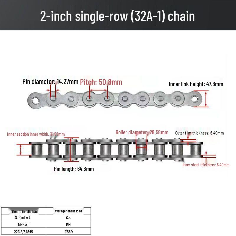 Double Row Industrial Transmission Chain with Single Row Sprocket for Large Chains