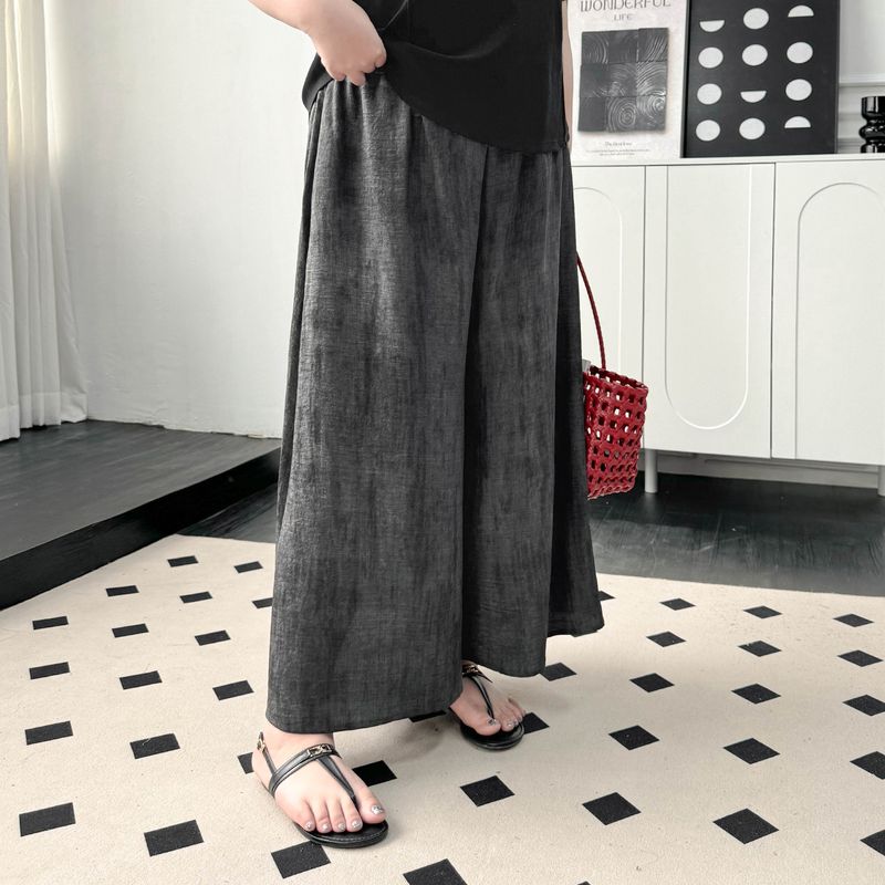 

Plus Size Women s Clothing [Ink Yamamoto Culottes] Plus Size Ladies Summer Casual Loose Thick Tie-Dyed Leg Covering Ice Silk Wide-Leg Pants