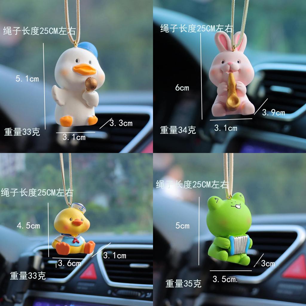 Cute Resin Cartoon Duck Car Mirror Hanging Decoration For Car Interior