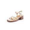 Fashion New Summer Sandals Split Leather Sandals for Women Fashion Square Toe High Heels Sandals Ladies Shoes Women Gladiator Shoes