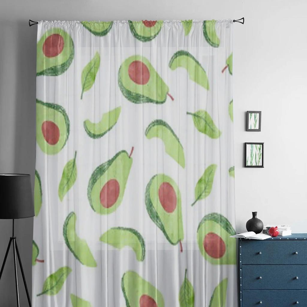 Avocado Frucht Tüll Transparente Fenstervorhänge für Wohnzimmer Das Schlafzimmer Moderne Chiffon Voile Organza Vorhänge Dekor Vorhänge