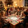 Christmas Themed Table Pad Mahjong Mat, Non-Slip Rubber American Noise Reduction Mat Waterproof Cover for Poker, Card, Board & Tile Games Protective