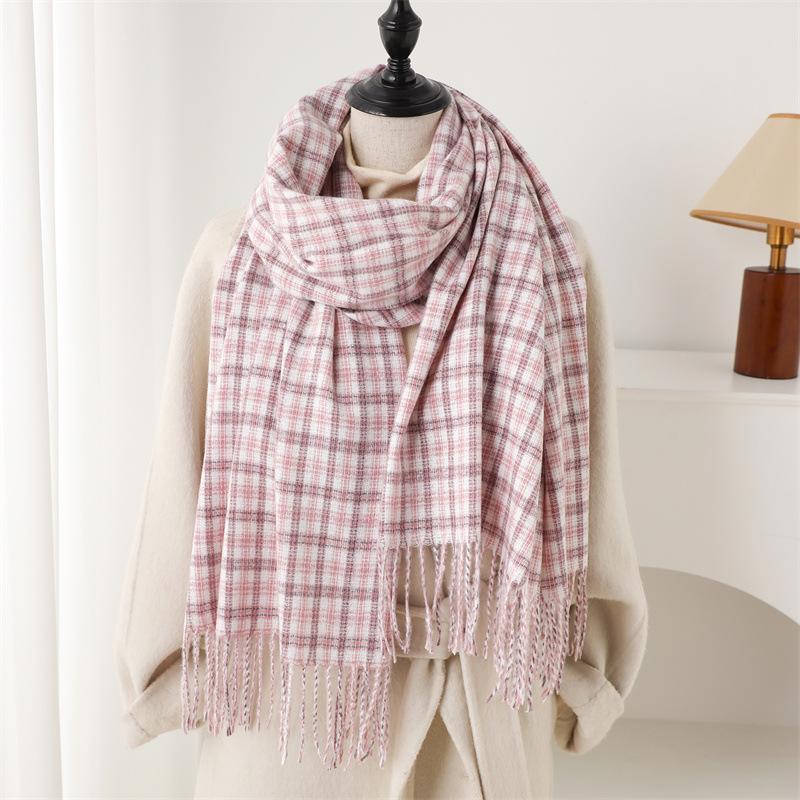 

65*200cm Winter Plaid Cashmere Women Scarf Design Thick Warm Pashmina Shawl Wraps Tassel Poncho Stoles Echarpe Foulard Blanket 65x200cm