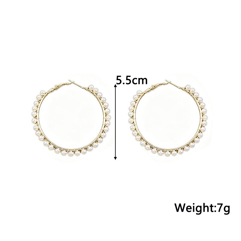 Oversize Exaggerated Women's Hoop Earrings Mini Pearl Beads Loop Earrings for Female Bohemian Ear Decoration Female Ear JewelryGood product