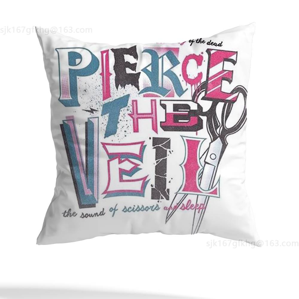 P-Pierce The Veil Music Pillow Case Sofa Living Room Bedroom Headboard Backrest Cushion Square Cushion Nap Time