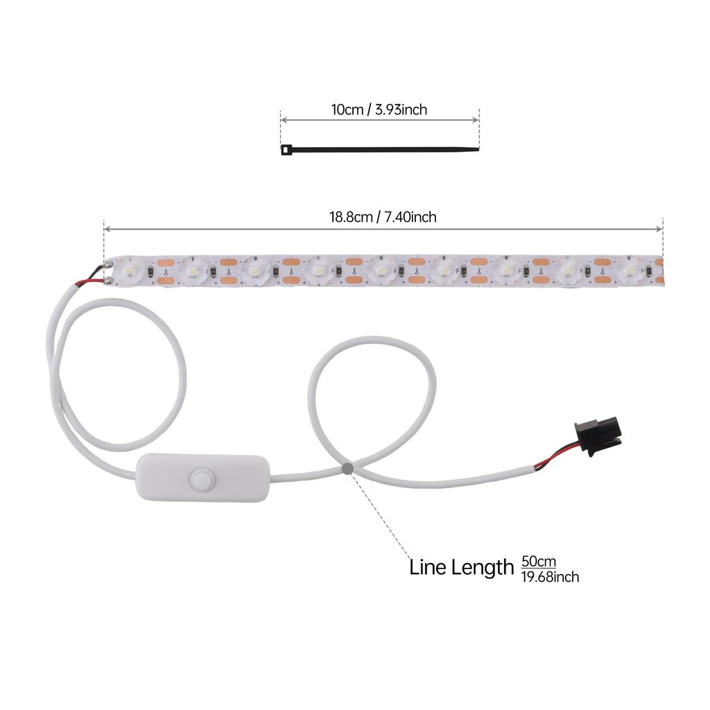 190mm Efficient Even Lighting Customizable Length LED Strip for Bambu-Lab A1 Mini 6500K Easy Installation