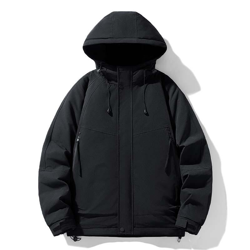 

Down jacket men s winter new outdoor windproof warm thickened hooded winter clothes solid color cargo jacket down jacket M