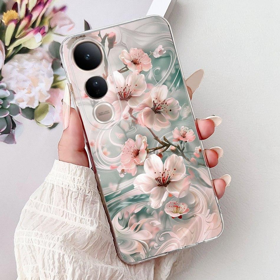 For Vivo V50 Lite V50 V2427 V2441 Elegant Floral Butterfly Phone Case For Vivo V50 V50lite 5G Soft Silicone TPU Cases