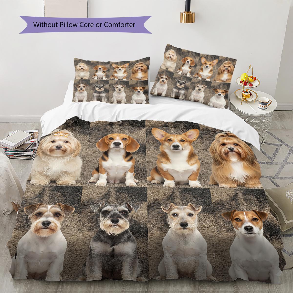 

Dogs and Doberman Pattern Bedding Quilt Set Quilt Cover Pillowcase Home Decoration Gift (1 * duvet cover + 2 * pillowcase, without core) 135x200cm
