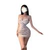 Underwear lace hollow deep V hip skirt sexy perspective mesh floral suspender nightdress