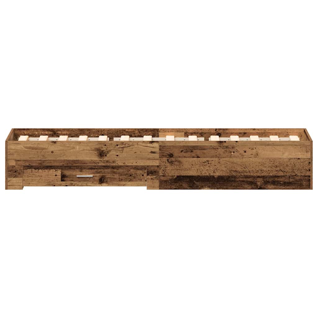 Bed Frame with Drawers Rustic Wood Finish 100 x 200 cm Engineered Wood