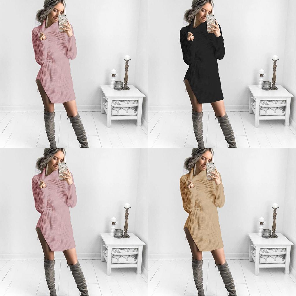 Autumn And Winter New Knit Sexy Split Turtleneck Sweater For Women In Premium Quality