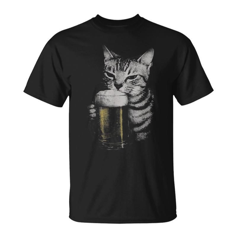 Cat Beer Y2k Vintage 90S Cats Meme Fun Kitty Drunk T-Shirt