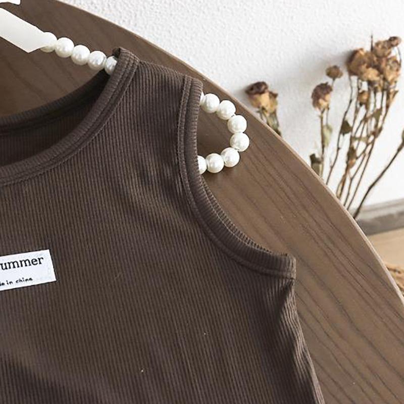 Girls' Round Neck Overalls Short Sleeved Set Infants Young Children Summer Thin Design