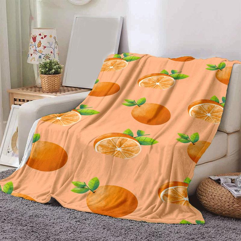 

1pc Orange Printing Lightweight Flannel Blanket, Comfortable and Warm Blanket, for Camping Sofa Bed and Couch Office, in All Seasons 130cmx150cm