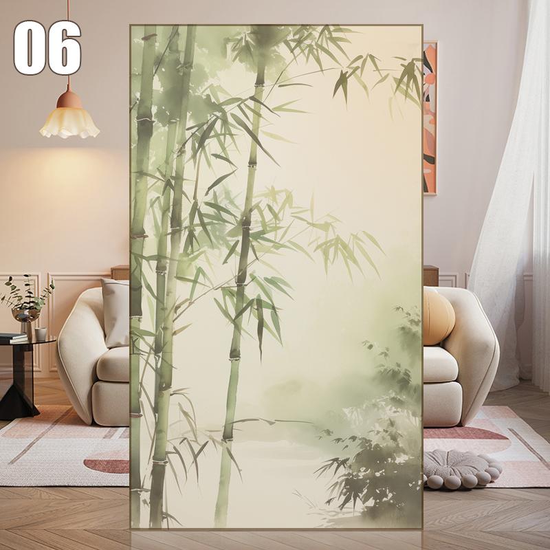 Chinese Bamboo Forest Wall Sticker Living Room Decor Static Self-adhesive Glass Door Window Privacy Film Anti Peeping Decal