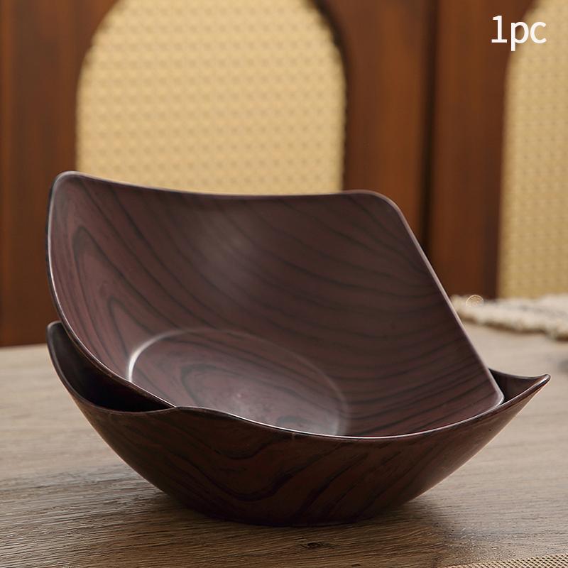 1/2Pcs Imitation Wood Grain Fruit Plate Plastic Dessert Tray Snack Fruit Plate Reusable Household Food Plate Kitchen Supplies