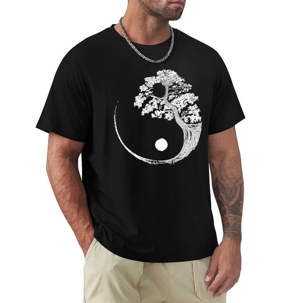 Yin Yang Bonsai Tree Japanese Buddhist Zen TShirt Large Size Casual Tee Shirt