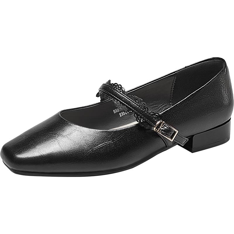 YEARCON Women s Retro French Sheepskin Mary Jane Shoes 37
