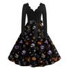 Women's Halloween Printed Maxi Dress for Costume Parties and Holiday Events