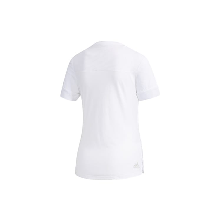 adidas T Shirts Women's White Crew Neck Moderate Straight Fit DY8612