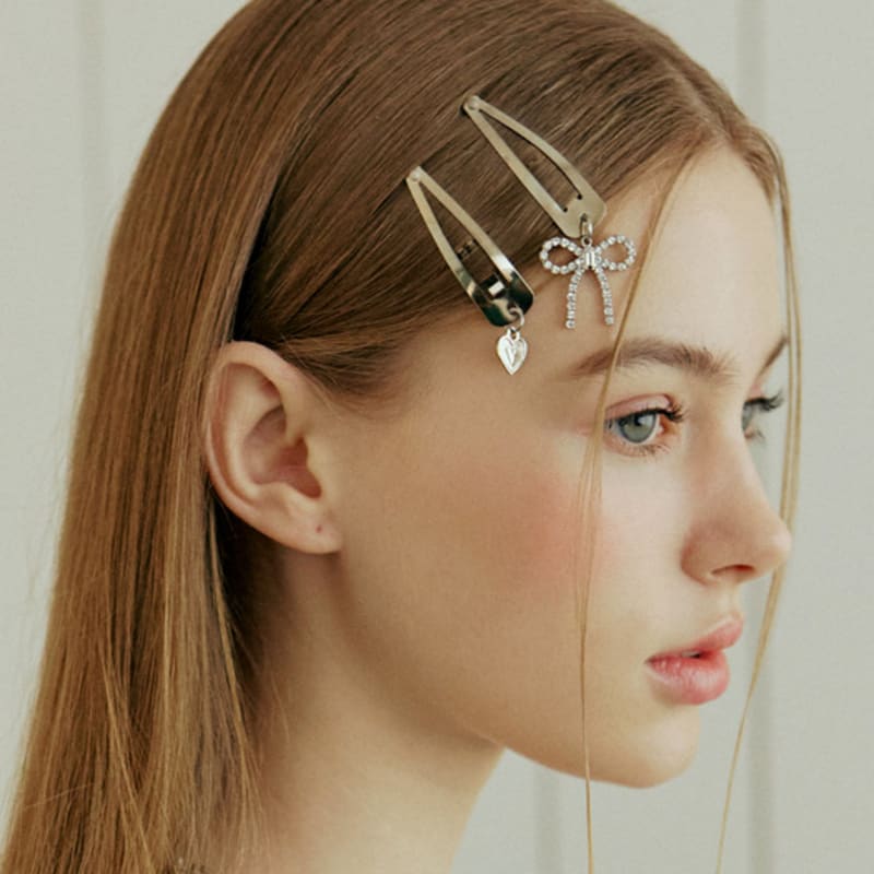 

VVV [SET] Cute Logo Heart Snap Pin butterfly