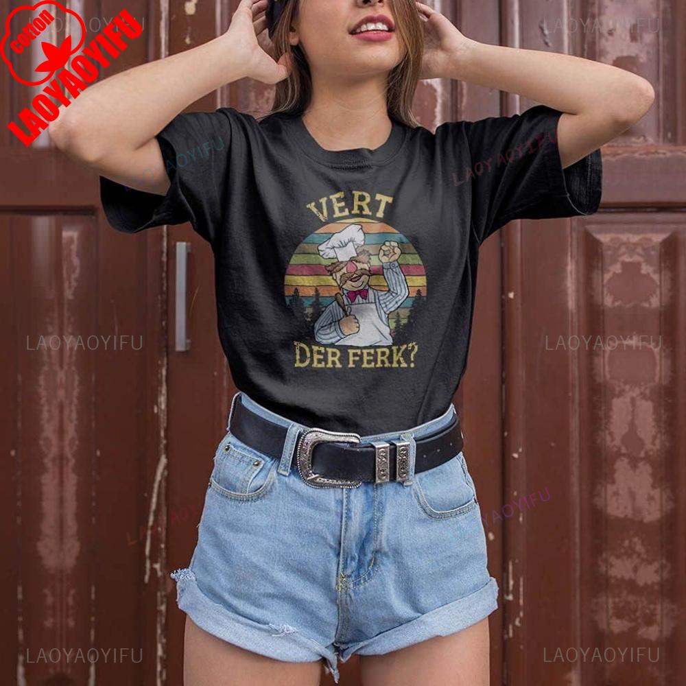 

Funny Vert Der Ferk Funny Swedish Chef Men Women Graphic T Shirts Summer High Quality Cotton Outdoors Breathable Streetwear Tops S