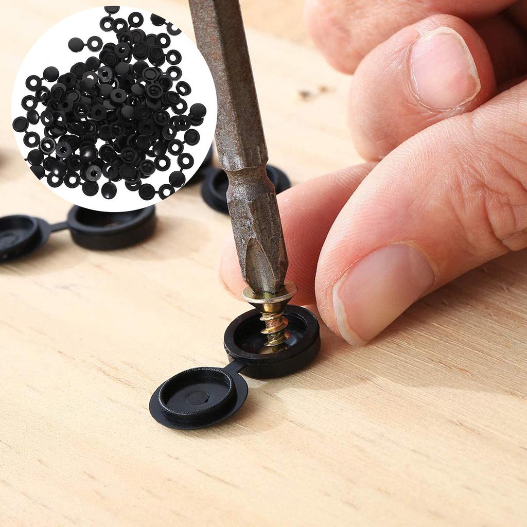 100Pcs Black Plastic Screw Caps PP Material Furniture Screw Cover Caps Easy Install Dust Plug Rust Proof Uv Water