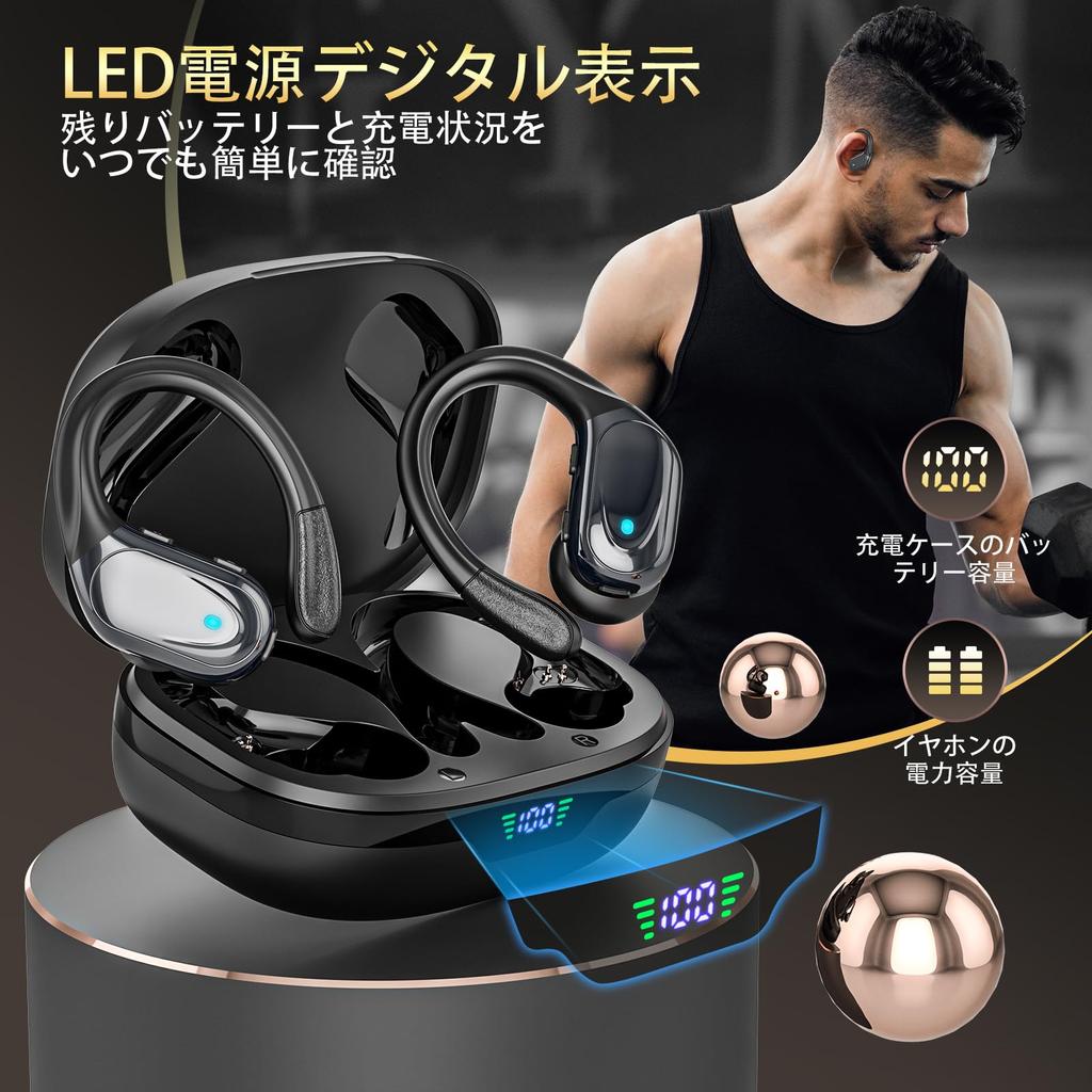 Bluetooth Wireless Earphones Latest Sports Wireless Bluetooth ENC Noise Cancellation Up to 80 Hours Playback IPX7 Waterproof Ear Hook Design Automatic